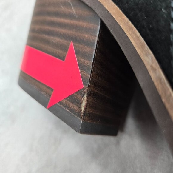 Lucky Brand Western Ankle Boot Sz 11 Black Suede Block Heel Slip On Shoe Booties - Picture 8 of 11